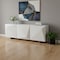 Homeroots 87in White Wood Carved Geometric Sideboard With Three Doors 719396 - alternate 2