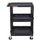 Luxor Utility Cart with Deep Lipped & Lipped Plastic Shelves, 300 lb Load Capacity, 3 Shelves, 24 in L STC211-B - alternate 3