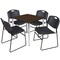 Regency Square Kahlo Breakroom Table W/ 4 Zeng Stack Chairs, 30 in W, 30 in L, Neo Walnut TPL3030NWCM44BK - alternate 1