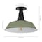 Jonathan Y Camila 14" 1-Light Classic Industrial Indoor/Outdoor Iron LED Semi Flush Mount, Matte Olive Green JYL7617I - alternate 2