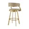 Armen Living Saturn 30in Swivel Bar Stool with Gold Brushed Stainless Steel and Light Sand Faux Leather LCSNSWBABGLLSA30 - alternate 2