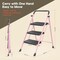 Campior Pink 3-Step Foldable Stool, Heavy-Duty, 500 lbs Capacity, Anti-Slip, Steel Frame, Space-Saving Design DRIB3STPPK - alternate 3
