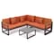 Leisuremod Chelsea Black Sectional With Adjustable Headrest & Coffee Table With Orange Cushions CSLBL-80OR - alternate 3