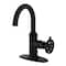 Kingston Brass One-Handle Single-Hole Bathroom Faucet with Deck Plate and Push Pop-Up Drain, Matte Black KSD2210RX - alternate 1