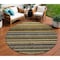 Homeroots 8' Gold Beige And Wheat Round Striped Washable Indoor Outdoor Area Rug 577777 - alternate 1