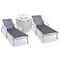 Leisuremod Marlin White Aluminum Patio Chaise Lounge Chair, Arms Set of 2, Square Fire Pit Table, Black MLAWCF21-77BL2 - alternate 1