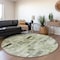 Homeroots 8' Green And Gray Round Striped Washable Indoor Outdoor Area Rug 615520 - alternate 2