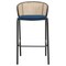 Leisuremod Ervilla Wicker Bar Stool with Fabric Seat and Black Powder Coated Steel Frame, Navy Blue EBBL-31NBU - alternate 2