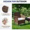 Yssoa 3-Piece Patio Furniture Set Outdoor Rattan Wicker Chairs with Comfortable Cushions and Glass 3A88FNSOFASET3RATTANBRN - alternate 2