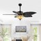 Jonathan Y Poinciana 52" 3-Light Coastal Bohemian Iron/Wood Palm Leaf LED Ceiling Fan with Pull Chain, Black JYL9720A - alternate 1
