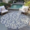 Homeroots 8' Beige And Blue Round Geometric Washable Indoor Outdoor Area Rug 599174 - alternate 3