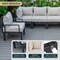 Leisuremod Chelsea 6-Piece Patio Sectional Black Aluminum With Cushions, Beige CSBL-6BG - alternate 4