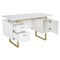 Homeroots 51" White Wood Computer Desk With Two Drawers 723776 - alternate 4