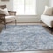 Homeroots 10' X 14' Sky Blue And Denim Blue Floral Washable Indoor Outdoor Area Rug 588869 - alternate 3