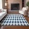 Homeroots 8' X 10' Navy Blue And Ivory Geometric Washable Indoor Outdoor Area Rug 577070 - alternate 3