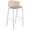 Leisuremod Ervilla Wicker Bar Stool with Fabric Seat and White Powder Coated Steel Frame, Grey EBW-31GR - alternate 1