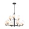 Vidalite Seren 9-Light Matte Black Chandelier With Handmade Glass Shades, Modern Style Pendant Chandelier CE1013061 - alternate 1