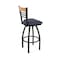 Holland Bar Stool Co Eleanor 36in Swivel Extra Tall Bar Stool, Black Wrinkle Finish, Medium Back and Graph Anchor Seat 880 - alternate 1