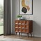 Homeroots 32in Chestnut Solid Wood Textured Door Accent Cabinet With Two Doors 654275 - alternate 3