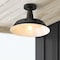 Jonathan Y Camila 14" 1-Light Classic Industrial Indoor/Outdoor Iron LED Semi Flush Mount, Black/White JYL7617B - alternate 2