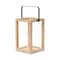 Homeroots 16" Clear And Natural Glass And Solid Wood Tabletop Lantern Candle Holder 634816 - alternate 3
