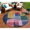 Homeroots 8' Green Copper And Pink Round Abstract Washable Indoor Outdoor Area Rug 604478 - alternate 1