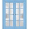 Sartodoors Sliding French Double Pocket Doors with Frosted Glass 64x84 (2* 32x84) Solid Core Modern Interior VEREGIO7412DP-AQU-6484 - alternate 1
