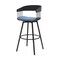 Homeroots 31" Blue and Black Fabric with Metal Swivel Bar Height Bar Chair 534460 - alternate 4