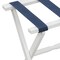 Homeroots Hotel White Finish Wood Folding Luggage Rack With Navy Straps 383076 - alternate 2