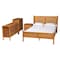 Baxton Studio Jenn Golden Brown Wood Japandi 4-Piece Queen Size Bedroom Set with Distressed-Finished Rattan 253-13897-13946-13947-13948-ZORO - alternate 1