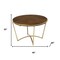 Homeroots 46" Brown And Gold Solid Wood And Metal Trestle Base Round Top Dining Table 602330 - alternate 3