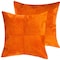 Homeroots Set of Two 18" Orange Cowhide Throw Pillows, 2PK 544611 - alternate 2