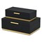 Homeroots Set of Two Black And Gold Striped Nesting Storage Boxes With Lids, 2PK 712925 - alternate 2