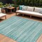 Homeroots 10' X 14' Aqua And Ivory Striped Washable Indoor Outdoor Area Rug 631478 - alternate 1