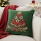 Homeroots 18" Green And Red Floral Velvet Cotton Christmas Tree Throw Pillow 719258 - alternate 1