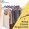Lifemaster Velvet Skirt Hangers, Adjustable Clips, 360 Deg Swivel Hook, Non-Slip, Holds 10 lbs, Purple, 10PK LMVSH10PU - alternate 3