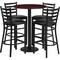 Flash Furniture Round Mahogany Bar Table, X-Base w/Black Seats, Laminate Top, Wood Grain RSRB1022-GG - alternate 1
