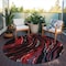 Homeroots 8' Black Red And Gray Round Abstract Washable Indoor Outdoor Area Rug 600212 - alternate 3