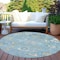 Homeroots 8' Teal Blue And Aqua Round Floral Washable Indoor Outdoor Area Rug 609518 - alternate 6