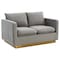 Leisuremod Nervo Upholstered Velvet Loveseat with Gold Frame, Light Grey NS55LGR - alternate 1