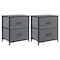 Homeroots Set Of Two 12" Gray And Black Fabric Metal And Wood Two Drawer Dresser, 2PK 635728 - alternate 1