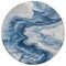 Homeroots 8' Navy Blue And Silver Round Abstract Washable Indoor Outdoor Area Rug 618336 - alternate 2