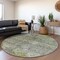 Homeroots 8' Sage And Gray Round Floral Washable Indoor Outdoor Area Rug 606220 - alternate 3