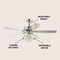 Jonathan Y Kate 48" 3-Light Glam Crystal Drum LED Ceiling Fan With Remote, Chrome JYL9608A - alternate 4