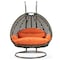 Leisuremod Beige Wicker Hanging 2 person Egg Swing Chair with Orange Cushions ESCBG-57OR - alternate 1