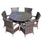 Homeroots Seven Piece Clear and Gray Round Glass Dining Set 372324 - alternate 1