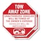 Signmission Tow Away Zone Unauthorized Vehicles, 10 inch X 10 inch, Plastic Sign, 2PK OC-P-2PACK-10-322 - alternate 1