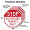 Signmission Stop Authorized Tenants Only, 10 inch X 10 inch, Aluminum Metal Signs, 5PK OC-A-5Pack-10-300 - alternate 2