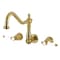 Kingston Brass Two-Handle Wall Mount Kitchen Faucet, Brushed Brass KS1287BPL - alternate 1