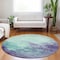 Homeroots 8' Blue And Purple Round Abstract Washable Indoor Outdoor Area Rug 604835 - alternate 3